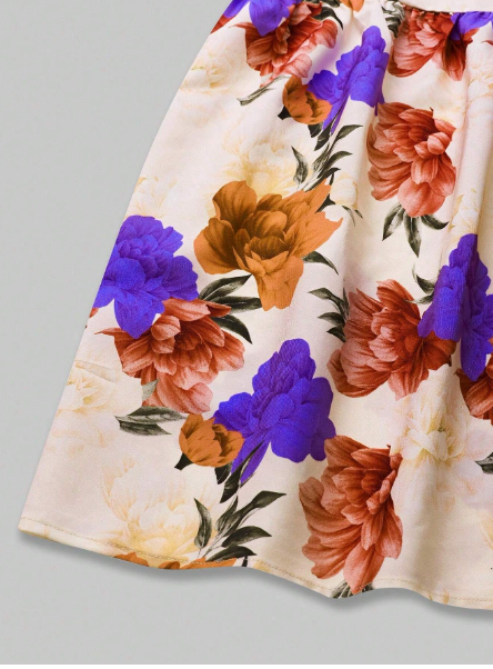 Women Floral Print Short Sleeve Off-The-Shoulder  Carousel 2