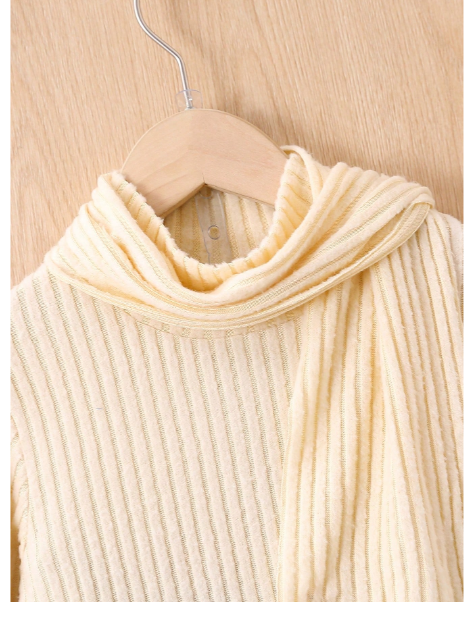 Young Boy Solid Mock Neck Tee & Ripped Jeans & Scarf Carousel 2