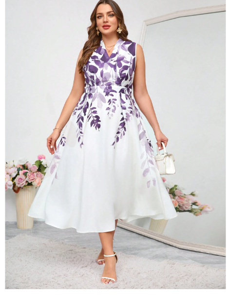 Floral Print Sleeveless Plus Size Dress Carousel 6