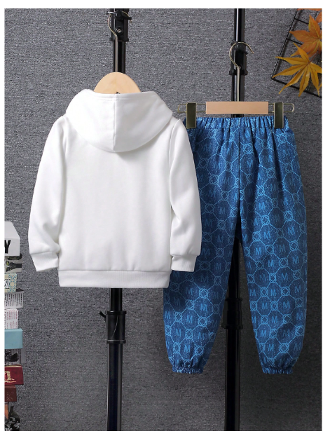 Young Boy Dinosaur Print Hoodie & Pants Carousel 1