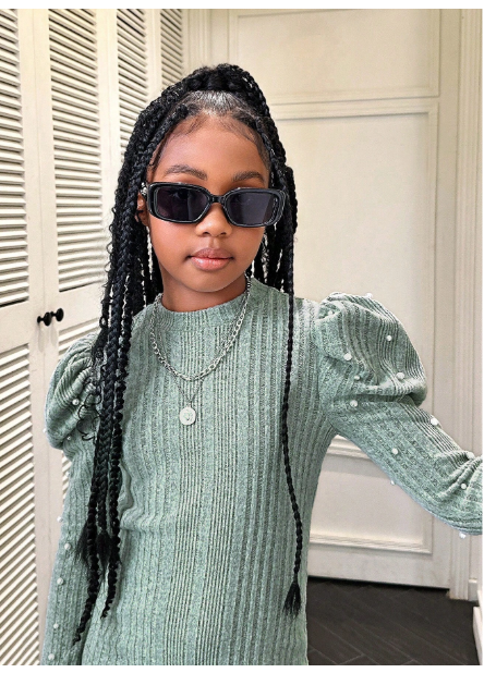 Tween Girls' Casual Solid Color Knitted Stand Collar Long Sleeve Dress Carousel 4
