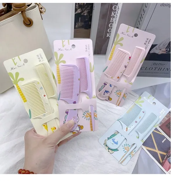 2pcs Portable Mini Comb, Cartoon Macaron Color Pattern Small Comb Carousel 6