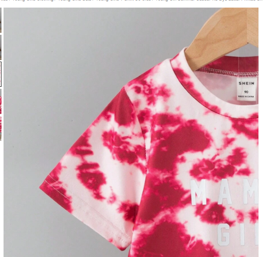 Young Girl Summer Casual Tie-Dye Letter Printed Short Sleeve T-Shirt And Shorts Set Carousel 3