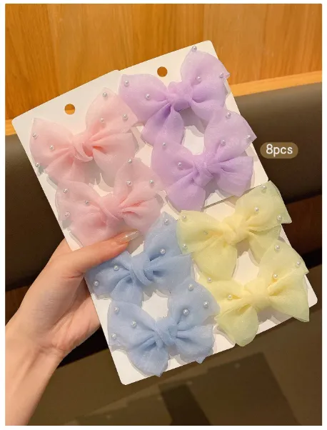 8pcs Assorted Color Sweet Style Hair Clips, Suitable For Everyday Use Carousel 3