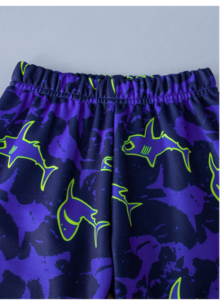 Young Boy Shark Print Sweatshirt & Sweatpants Carousel 3