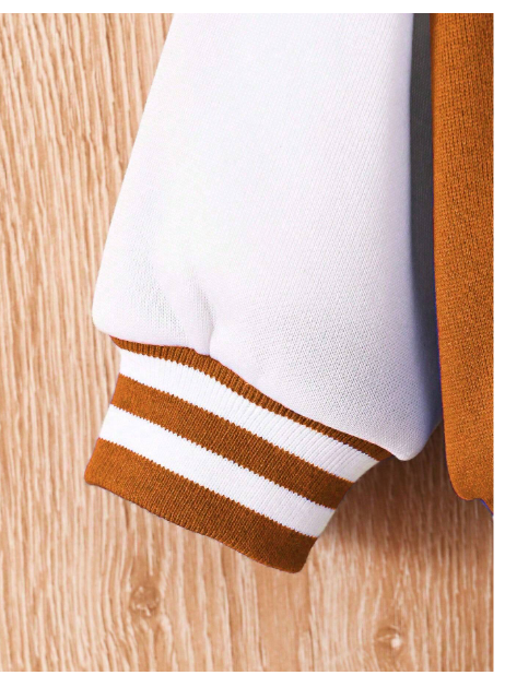 1 Set Baby Boy Cardigan Snap Button Baseball Jacket With Letter Print And Letter Print Elastic Waist Pants Carousel 7