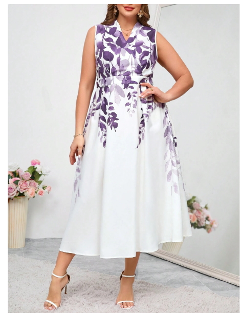 Floral Print Sleeveless Plus Size Dress Carousel 3