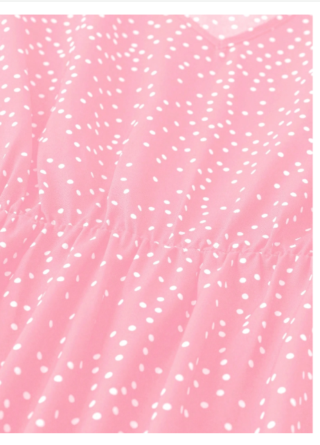 Plus Size Polka Dot Printed Waist-Cinching Dress Maxi Women Outfit Carousel 4