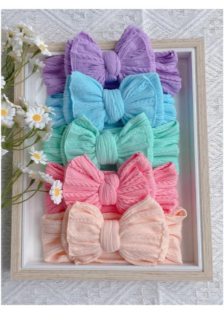 5pcs Cute Bow Headbands, Seamless Nylon Baby Hair Accessories