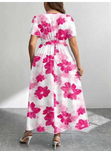 Floral Print Loose Fit Plus Size Dress Carousel 1