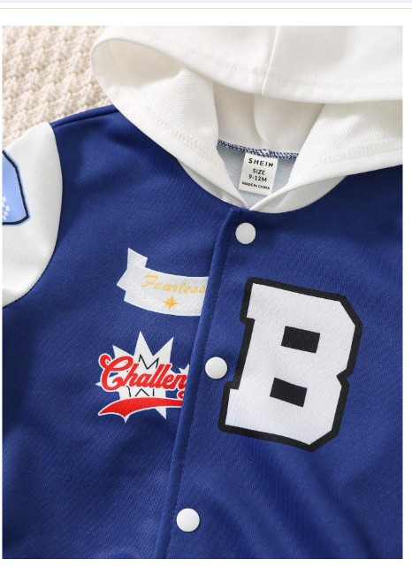 2pcs/Set Baby Girl/Boy Letter Print Contrast Color Hoodie Jacket And Jogger Pants Set Carousel 4