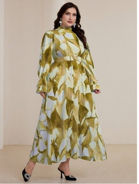 Plus Size Elegant Long Dress With Tie-Dye Pattern Carousel 6