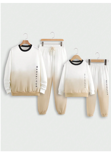 Young Boy Letter Graphic Ombre Sweatshirt & Sweatpants Carousel 2