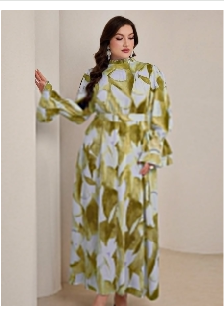 Plus Size Elegant Long Dress With Tie-Dye Pattern Carousel 5