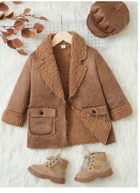 Young Boy Flap Pocket Teddy Lined Overcoat Carousel 5