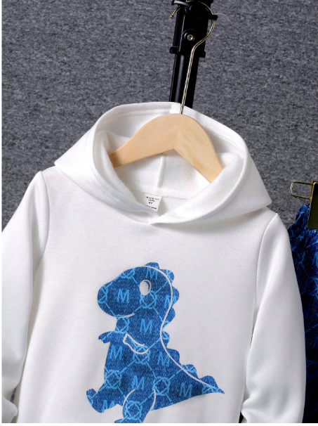 Young Boy Dinosaur Print Hoodie & Pants Carousel 3