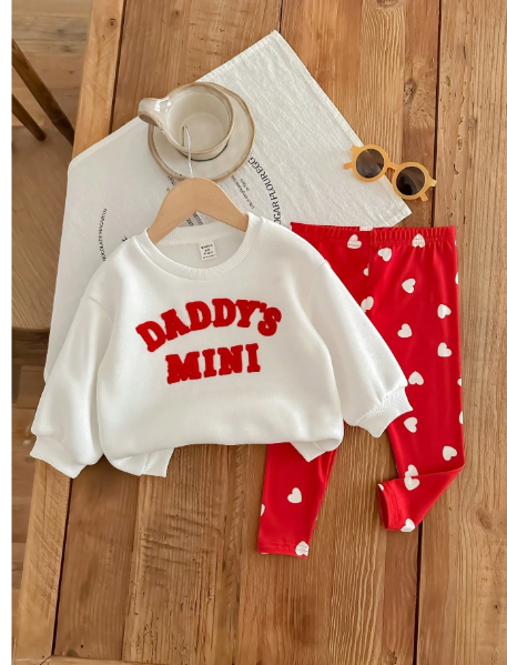 Baby Girl Cute Versatile Letter Pattern Long Sleeve Sweatshirt With Elastic Waist