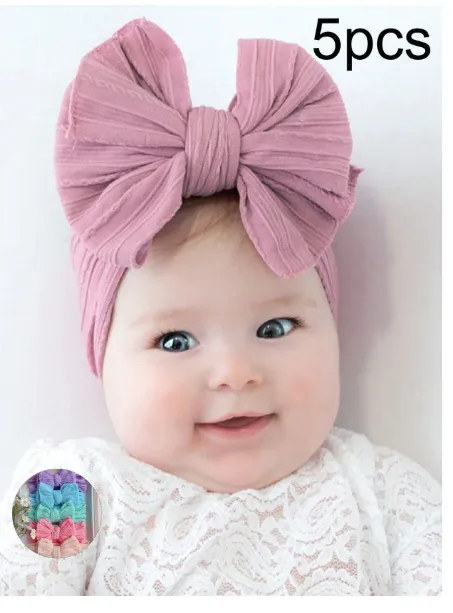 5pcs Cute Bow Headbands, Seamless Nylon Baby Hair Accessories Carousel 2