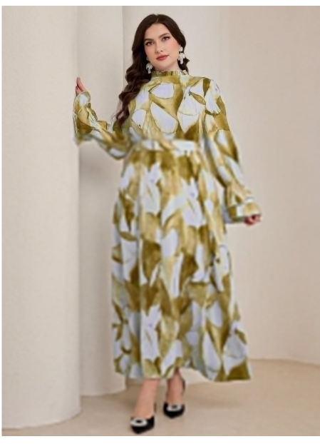Plus Size Elegant Long Dress With Tie-Dye Pattern Carousel 3