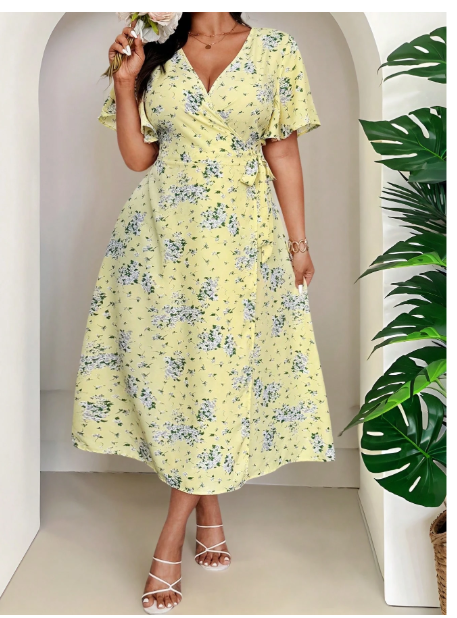 Women Solid Color Simple Plus Size Dress Maxi Women Outfit