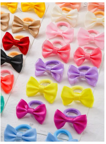 10pcs/Set Teen Solid Color Bow Scrunchies Random Colors Cute Teen Hair Ties Elastic Hair Bands  Carousel 4