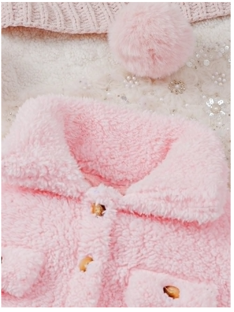 Baby Girl And Child (Girls) Suit Lapel Furry Coat + Letter Printed Long-Sleeved Dress Two-Piece Set Carousel 4