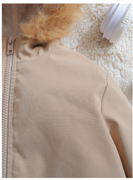 Young Boy Flap Pocket Fuzzy Trim Hooded Thermal Lined Zipper Front Coat Carousel 4