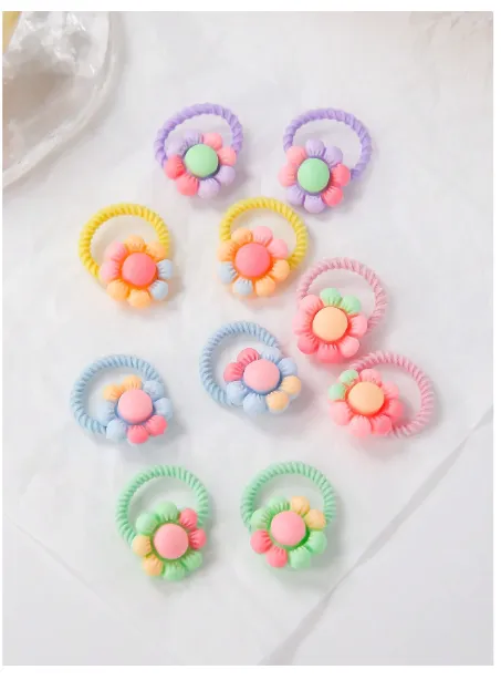 20pcs/Set OPP Bag Candy Color Floral Bowknot Elastic Hair Ties Carousel 4