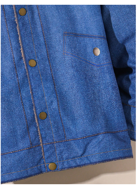 Boys Casual Denim Effect Thermal Lined Mid-Weight Warm Lapel Long Sleeve Woven Jacket Carousel 4
