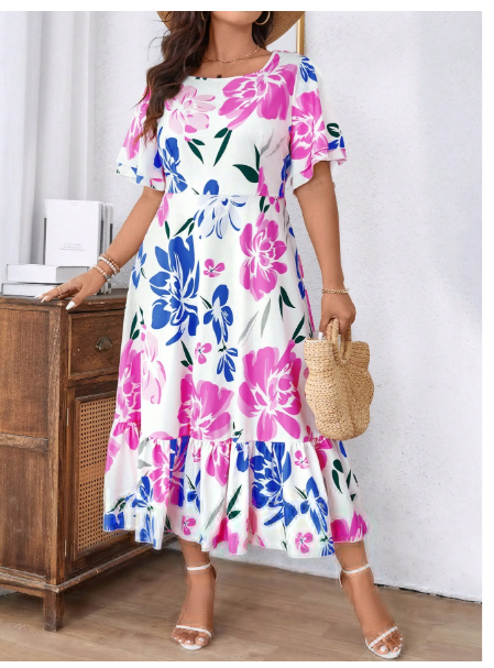 Casual Loose Fit A-Line Floral Print Dress For Women Carousel 2