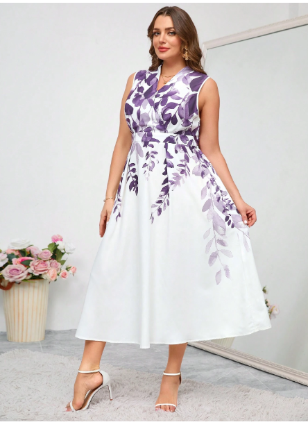 Floral Print Sleeveless Plus Size Dress Carousel 2