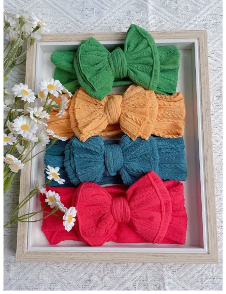 5pcs Cute Bow Headbands, Seamless Nylon Baby Hair Accessories Carousel 3