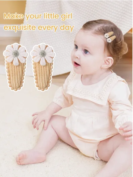 50/20/10 Pieces Baby Girl Cute Toddler Press Button Hair Clips With Flower Pattern Carousel 7