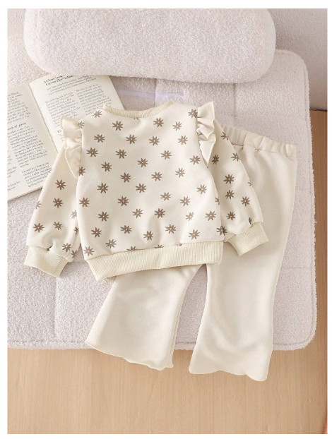 Baby Girls Apricot Color Long Sleeve Pants 2pcs Casual Outfit Set Carousel 1