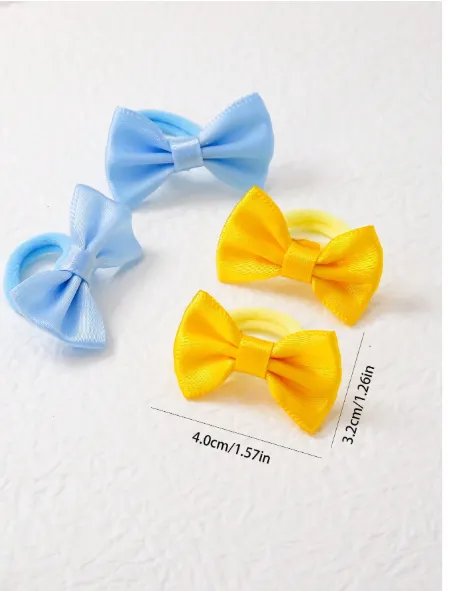 10pcs/Set Teen Solid Color Bow Scrunchies Random Colors Cute Teen Hair Ties Elastic Hair Bands  Carousel 3