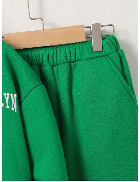 2pcs Young Boy Casual Korean Style Letter Embroidered Knitted Long Sleeve Sweater And Jogger Carousel 3