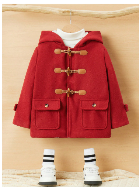 Young Boy Flap Pocket Teddy Lined Hooded Duffle Overcoat Without Sweater Carousel 3