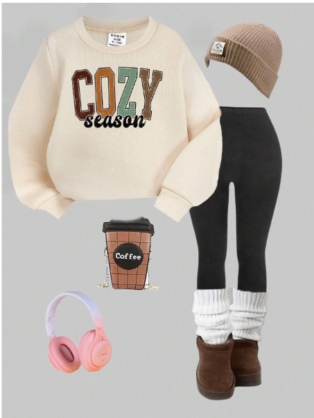 Baby Girl 2pcs Set Thick Crew Neck Sweatshirt And Leggings