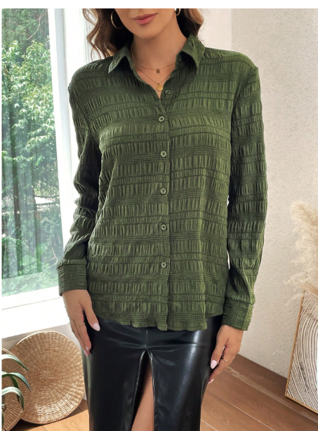 LUNE Solid Button Front Shirt