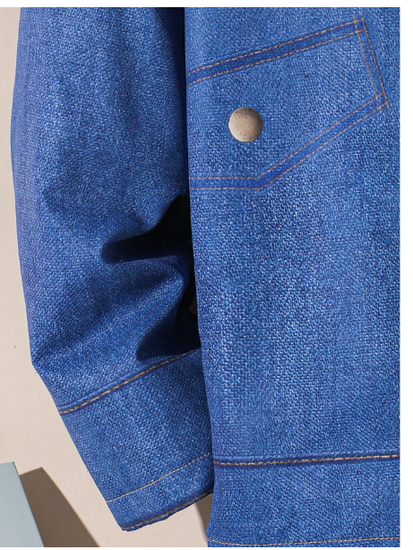 Boys Casual Denim Effect Thermal Lined Mid-Weight Warm Lapel Long Sleeve Woven Jacket Carousel 3