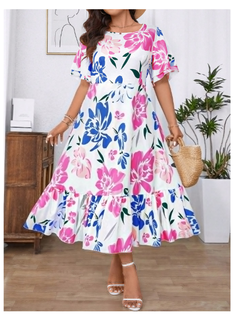 Casual Loose Fit A-Line Floral Print Dress For Women