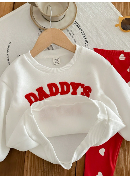 Baby Girl Cute Versatile Letter Pattern Long Sleeve Sweatshirt With Elastic Waist Carousel 3