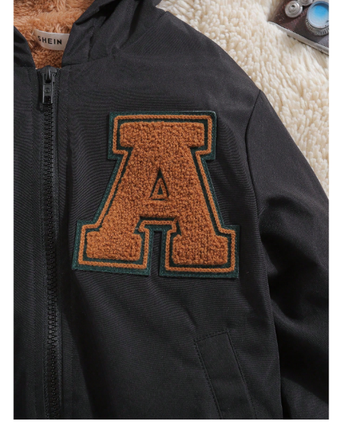 Young Boy Casual And Cute Street Style Loose Fit Hooded Jacket With Letter Patches And Zipper Carousel 4