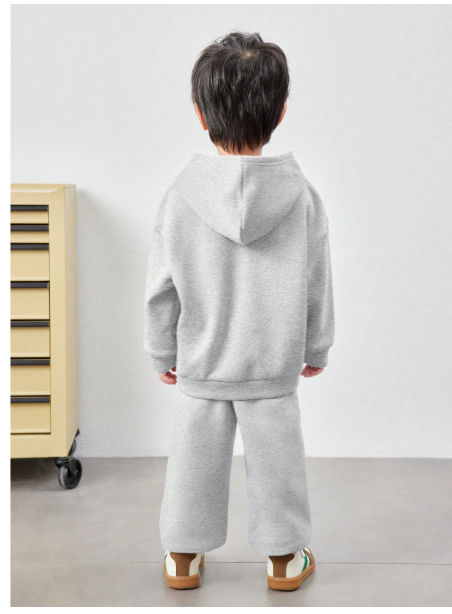 2pcs/Set Young Boys Casual Letter Graphic Hoodie And Pants Carousel 1