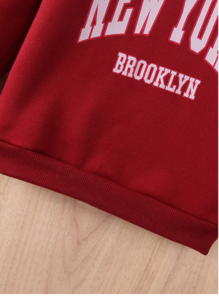 Young Girls Letter Print Minimalist Hoodie Sweatshirt And Pants Casual 2 Pieces Set Carousel 2
