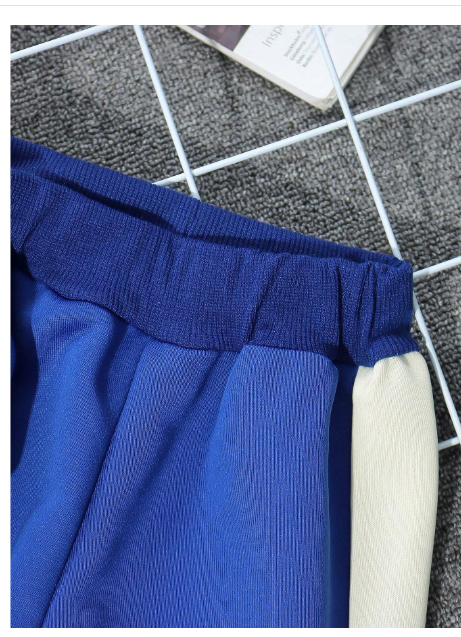 2pcs Young Boy Casual Set, Crew Neck Contrast Color Long Sleeve Top And Drawstring Waist Pants Carousel 5