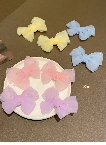 8pcs Assorted Color Sweet Style Hair Clips, Suitable For Everyday Use Carousel 5