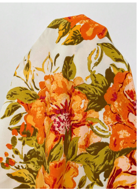 Plus Size Women Floral Print Lantern Sleeve Elegant Dress  Carousel 2