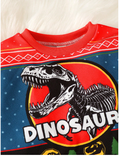  Young Boy Dinosaur Print Sweatshirt & Sweatpants Carousel 4