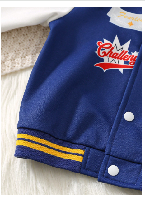 2pcs/Set Baby Girl/Boy Letter Print Contrast Color Hoodie Jacket And Jogger Pants Set Carousel 6